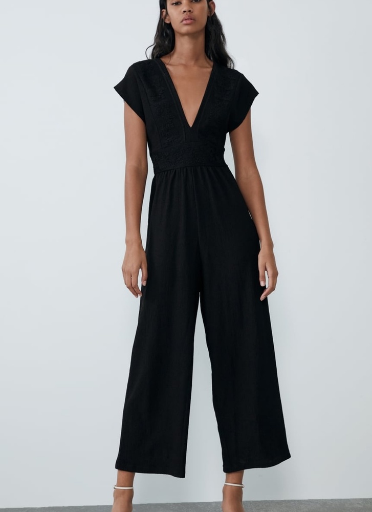 ZARA - Contrasting Jumpsuit/Black/L
